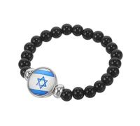 Hemobllo Pulsera Cuentas Negras y Bandera De Israel Accesorio Unisex Para Eventos Culturales y Reuniones Familiares
