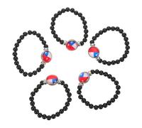 Hemobllo Pulsera de Cuentas Negras 5 Piezas Diseño Bandera de Pulsera Patriótica Ajustable para Mujer y Hombre Joyería Portátil para Amistad y Ocasiones Festivas