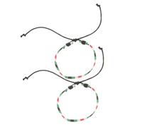 Hemobllo Pulsera de Cuerda de Algodón y Hilo Encerado Ajustable para Mujer Pulsera Trenzada Palestina Estilo Keffiyeh Accesorio Unisex Uso Casual y Formal Diseño Artesanal 2 Piezas