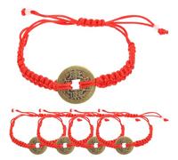 Hemobllo Pulsera Trenzada de Hilo Rojo 5 Piezas y Dije de Moneda China Vintage Ajustable y Tejida a Mano Pulseras Amistad Ideales para Obsequio y Uso Diario