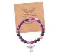 Hemobllo Pulseras Conmemorativas de Cuentas Piedra Pulseras de Condolencia con Tarjeta Regalos de Condolencia Pérdida de Seres Queridos Hijo Madre Hija Abuela o Esposo