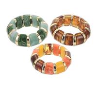 Hemobllo Pulseras Rígidas Gruesas de Acrílico Elástico 3 Piezas Diseño Geométrico Irregular Colores Amarillo Naranja Marrón Verde y Ámbar Pulsera Ancha para Mujer Accesorio Bohemio