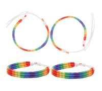 Hemobllo Pulseras Tejidas Arcoíris Lgbt para Mujer y Unisex, Pulseras de Amistad de Algodón, 4 Piezas, Accesorio de Mano para Uso Diario y Fiestas