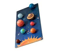 Hemobllo Puzzle Educativo de Madera de para Preescolar Juguetes de Aprendizaje Cognitivo del Sistema Solar Tablero de Emparejamiento para Desarrollo Habilidades Motoras y Educativas