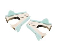 Hemobllo Quitagrapas Ergonómico Metálico 2 Unidades, Herramienta Pequeña para Quitar Grapas en Oficina, Escuela y Hogar, Color Verde Claro, Extractor Compacto para Papel Fácil y Rápido