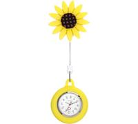 Hemobllo Reloj con clip para enfermera, reloj de bolsillo decorativo de cuarzo con bonito diseño de girasol, reloj colgante universal para enfermeras, médicos, estudiantes, amarillo, 10X4.5CM