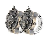 Hemobllo Reloj de Anillo Creativo Punk Tapa Abatible, Elástico y Vintage para Hombre, Estilo Casual, Color Azul Verdoso, Paquete de 2 Piezas, Adecuado para Uso Diario Joyería