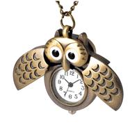 Hemobllo Reloj de Bolsillo Vintage Creativo Diseño Búho de Latón Antiguo, Función Visible de Hora, Unisex, Obsequio Original para Compañeros y Familia, Estilo Retro Alas Extendidas, Tamaño