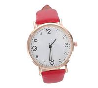Hemobllo Reloj de Pulsera de Moda para Mujer con Esfera Digital, Correa de Piel Roja, Diseño Ultradelgado, Reloj de Cuarzo Clásico para Uso Diario y Casual