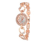 Hemobllo Reloj de pulsera para mujer - Reloj de pulsera analógico de cuarzo para mujer, con adornos de cristal en forma de corazón, elegante y lujoso, color oro rosa, para mujer, como regalo de