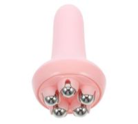 Hemobllo Rodillo Masajeador de Dedos Portátil para Masaje Terapéutico en Cuello, Muslos y Abdomen, Masajeador Manual Metálico de Bolas 360°, Color Rosa, Adecuado para Relajación Muscular