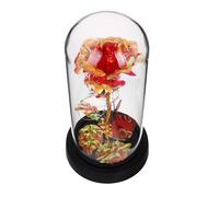 Hemobllo Rosa Eterna en Cúpula de Cristal Luces Led, Decoración Romántica para Escritorio y Mesita de Noche, Flor Preservada Compacta Doble Adorno para Obsequio de San Valentín