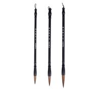 Hemobllo Set 3 Piezas Pincel de Escritura Chino, para Caligrafía y Dibujo | Tallas Grande, Mediana y Pequeña, Pelo Natural y Mango de Madera, Color Negro