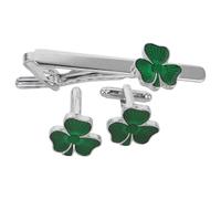 Hemobllo Set de Gemelos y Clip de Corbata de Aleación Diseño Elegante de Hoja de Tres Puntas para Hombres y Mujeres, Accesorio Versátil para Uso Diario y Ocasiones Obsequios