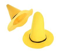 Hemobllo Sombrero de Bruja de Fieltro Amarillo Grueso 2 Piezas Ala Ancha y Punta Cónica para Cosplay Medieval y Fiestas de Halloween Accesorio Ligero y Plegable para Disfraces de Mago
