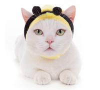 Hemobllo Sombrero de Cosplay de Gato Amarillo de Felpa para Mascotas, Cómodo y Fácil de Poner, Adecuado para Sesiones de Fotos y Fiestas de Fin de Semana, Talla XS