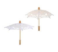 Hemobllo Sombrillas de Encaje Blanco para Sesión de Fotos de Boda Mini Paraguas Bordado con Flores 26 CM Mango 29 CM Diámetro Decoración Romántica para Fiesta de Té Nupcial Set de 2
