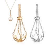 Hemobllo Soporte para Collar de Piedra Cristal Dorado y Color Claro, Jaula Hueca para Colgantes, Accesorio de Joyería para Mujer, Diseño Ligero, Uso DIY y Manualidades, Pack de 2 Piezas