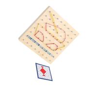 Hemobllo Tablero de Clavijas de Madera Educativo para Matemáticas Herramienta de Aprendizaje Geométrico para con Tarjetas y Bandas Elásticas para Educación Primaria