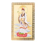 Hemobllo Tarjeta Amuleto Chino Feng Shui Guanyin Dorada, Aleación de Aluminio, Diseño Compacto y Ligero, Fácil de Llevar, Adecuado para Obsequio