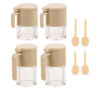 Hemobllo Tarros de Condimentos Miniatura para Casa de Muñecas, Juego de 4 Frascos en Resina Detallados, Botellas Pequeñas para Especias y Azúcar, Accesorios Decorativos para Cocina