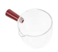 Hemobllo Taza de Leche de Vidrio Borosilicato Mango de Madera, Doble Boquilla y Doble Escala, Capacidad 150ml, Resistente al Calor para Beber Café y Leche