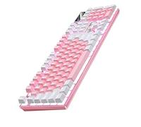 Hemobllo Teclado Mecánico Retroiluminado RGB De 104 Teclas para Juegos con Cable para Pc, Diseño En Dos Tonos Blanco y Rosa, Teclas Resistentes y Pulsación Silenciosa, Uso Gamer y Oficina