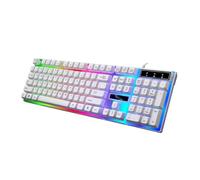 Hemobllo Teclado USB Retroiluminado Teclado de Computadora Cable Práctico Accesorio para Oficina Trabajo