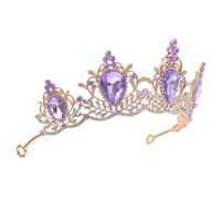 Hemobllo Tiara Barroca Vintage de Gemas de Imitación en Forma de Gotas, Diadema Ligera Color Lavanda Claro para Novia, Boda y Fiesta, Accesorio Elegante Cabello Femenino