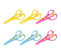 Hemobllo Tijeras de Seguridad Punta Redonda, Paquete de 6 Piezas de Plástico Seguro para Manualidades y Scrapbook Infantil Color Aleatorio