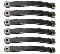 Hemobllo Tiradores de Armario de Cuero Auténtico 6 Unidades 160 Mm de Distancia entre Orificios Estilo Vintage para Puertas y Cajones Muebles de Gabinete Uso Doméstico