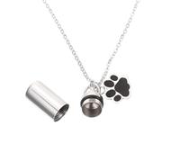 Hemobllo Urna Colgante para Mascotas Cenizas de Acero Inoxidable, Collar Memorial Contenedor de Huesos, Diseño de Huella, Ligero y Práctico para Uso Conmemorativo