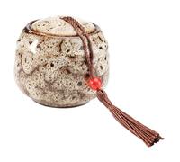 Hemobllo Urna de Cerámica Crematoria para Mascotas Pequeña Beige Tapa de Rosca Recipiente para Cenizas de Mascotas Caja Conmemorativa Compacta para Perros y Gatos Suministros
