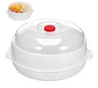 Hemobllo Vaporera Microondas de Plástico Mango para Cocinar al Vapor Verduras y Pescado, Utensilio Funcional Que Mantiene la Nutrición y Previene Salpicaduras