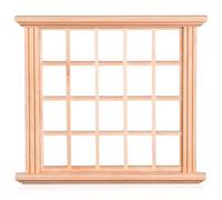 Hemobllo Ventana de madera para casa de muñecas en miniatura 1:12, marco de ventana de 20 rejillas para modelismo y dioramas, minimuebles sin pintar para casa de amigo invisible, madera natural