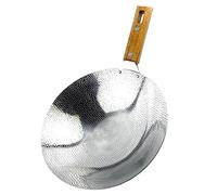Hemobllo Wok de Acero Inoxidable con Base Profunda para Freír y Cocinar al Vapor Sartén Multifunción Resistente y Fácil de Manejar para Uso Diario Cocina de Gas y Vitrocerámica