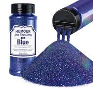 HEMOER Azul Purpurina Holográfica Ultrafina 140g, Purpurina en Polvo Iridiscente Metálica para Manualidades, Vasos, Resina, artes de Pintura, Epoxi, Cosméticos