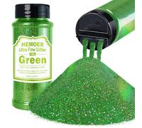 HEMOER Verde Purpurina holográfica ultrafina 140g, Purpurina en polvo iridiscente metálica para Manualidades, Vasos, Resina, artes de pintura, Epoxi, Cosméticos