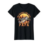 Hemos enganchado al Mejor papá de la Historia pescando el Día del Papá Camiseta gráfica económica, Mujer, Negro, XS