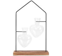 HEMOTON 1 Juego Jarrón De Metal Nórdico Terrarios Tarro De Terrario Moderno Decorativo Pararse Flores Interior Florero Largo Ser Geométrico Planta Hogar Transparente Vidrio