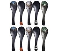 HEMOTON 10 cucharillas de sopa de Ramen japonesas para sopa de cerámica asiática para Nubes de Ramen Nuilles Udon Pho Riz