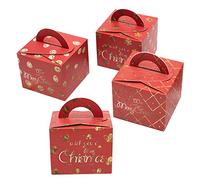 HEMOTON 12 Piezas Cajas de Navidad con Asa para Manzanas Galletas Dulces Calcetines Regalos Recuerdos de Fiesta Decoración de Caja de Dulces Navideños Navideñas Estilo