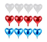 HEMOTON 12 piezas Globos Corazón de Aluminio para Decoración Julio Fiesta Patriótica Blanco Rojo Azul
