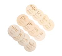 HEMOTON 12 piezas Tarjetas Mensuales de Madera para Bebés Discos con Doble Cara Grabados para Fotos de Crecimiento Infantil y Anuncio de Accesorios Únicos para Sesión Fotográfica de