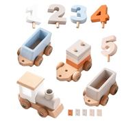 HEMOTON 1Juego Tren de Juguete de Madera Educativo para Juguete para Desarrollar Habilidades de Cumpleaños y Decoración para Fiestas Infantiles