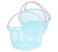 HEMOTON 2 Cestas de Mano Infantiles de Plástico Multifuncionales, Mini Cesta Compra para Juegos y Manualidades, Color Azul, Tamaño Pequeño, Adecuado para Decoración y Almacenamiento