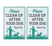 HEMOTON 2 letreros con texto en inglés «Please Clean Up After Your Dog» para no ensuciar el perro, resistente al viento y al agua, fácil de instalar, para jardín al aire libre, césped, 20 x 30 cm