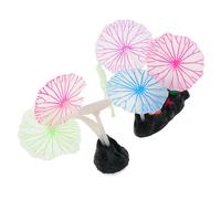 HEMOTON 2 Piezas Decoración Acuario Silicona Medusas Realistas con Base Ventosa Plantas Simuladas Lotus y Hongos para Peceras Subacuático Mágico y Estable