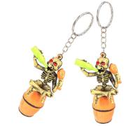 HEMOTON 2 Piezas Llavero de Calavera de Goma Amarillo, Accesorio Multifuncional Resistente para Bolso y Decoración de Llaves en Present y Colgante Original