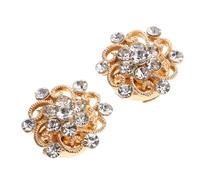 HEMOTON 2 Piezas Rhinestone Flower Button Covers Detachable Metal Cufflinks For Shirts Jackets Lightweight Sparkly Jewelry Clips For Business Formal Events